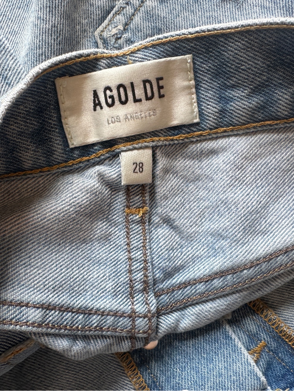 Agolde Light Blue Parker Denim Shorts
